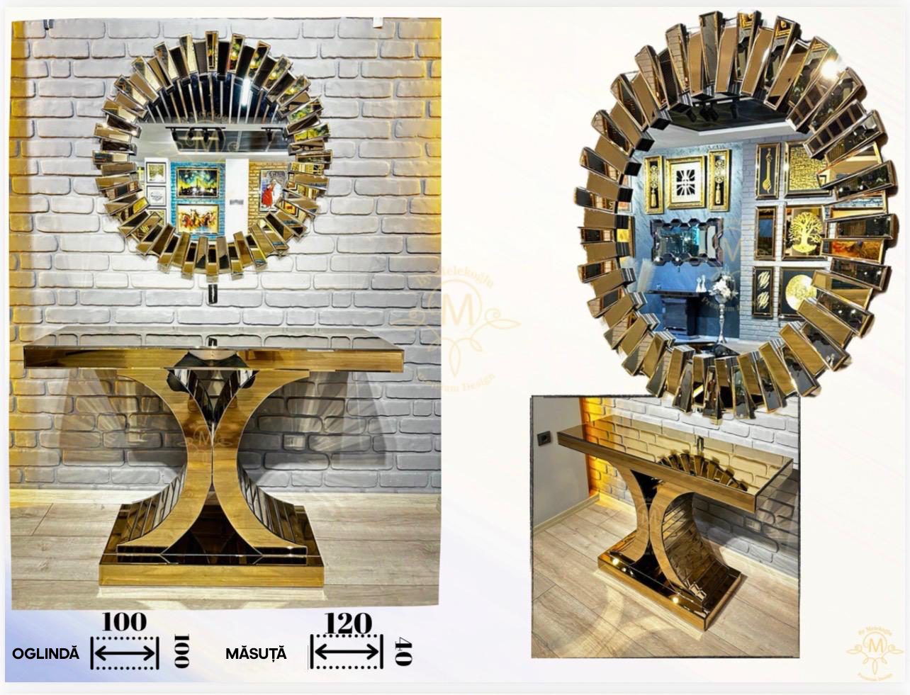 Consola cu oglindă - model Soare